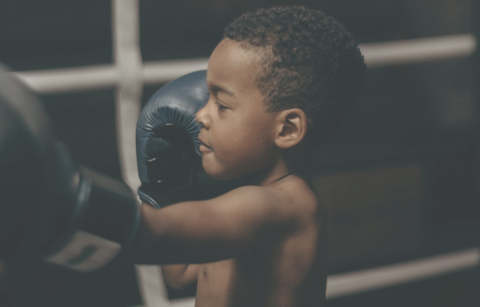 Child boxing for positive sensory input